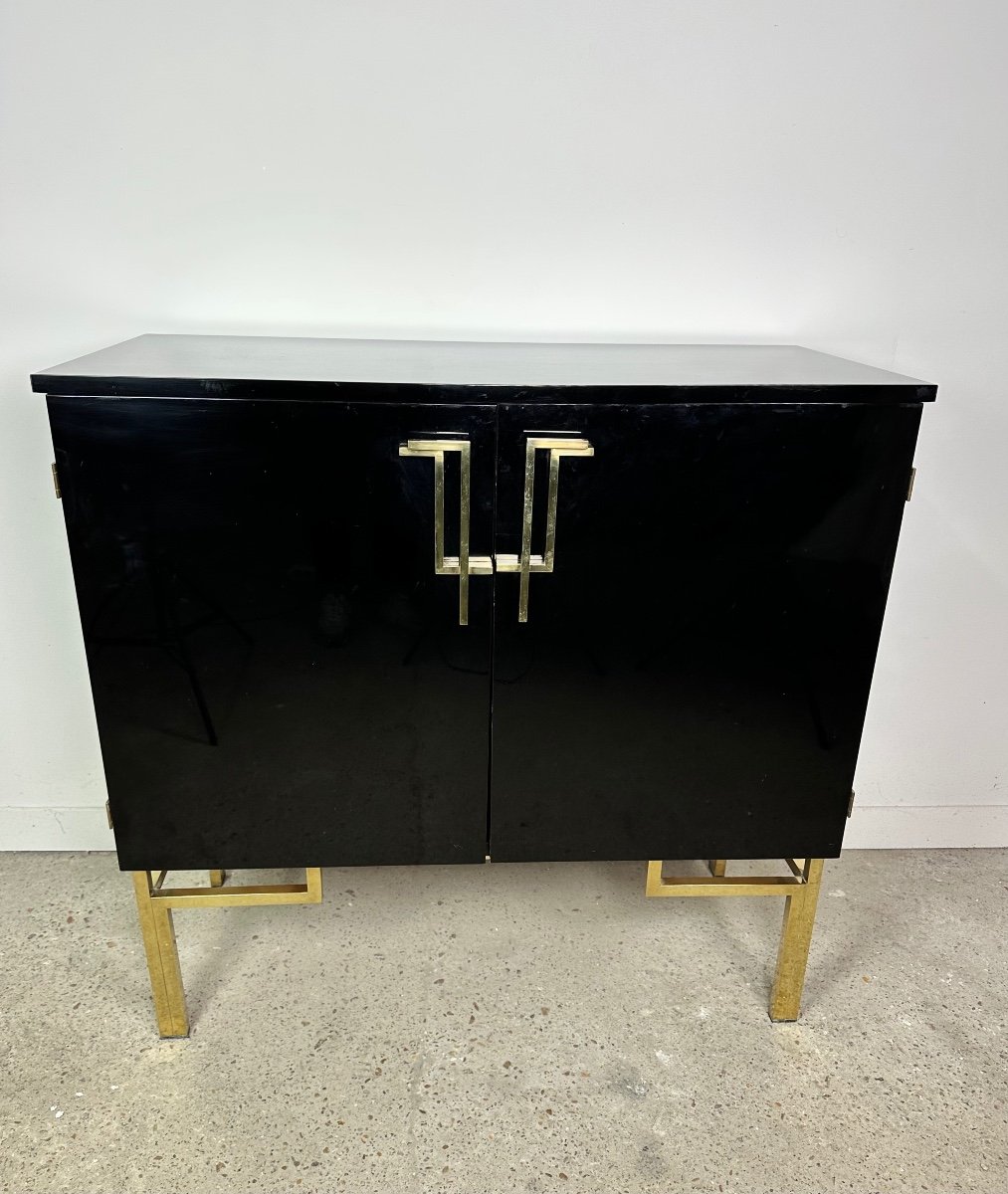 Guy Lefevre Black Lacquer Storage Cabinet 1970