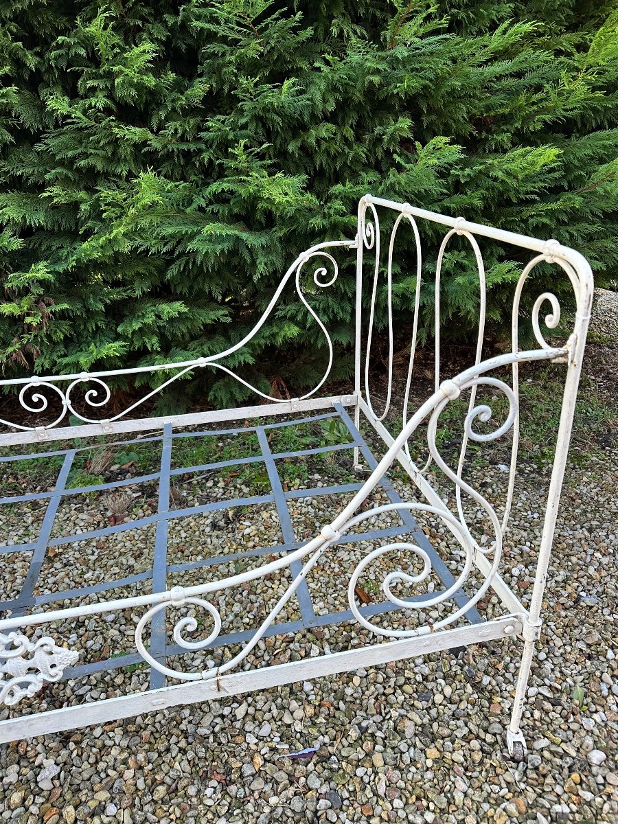 Antique 1880s Folding Wrought Iron Bed-photo-3