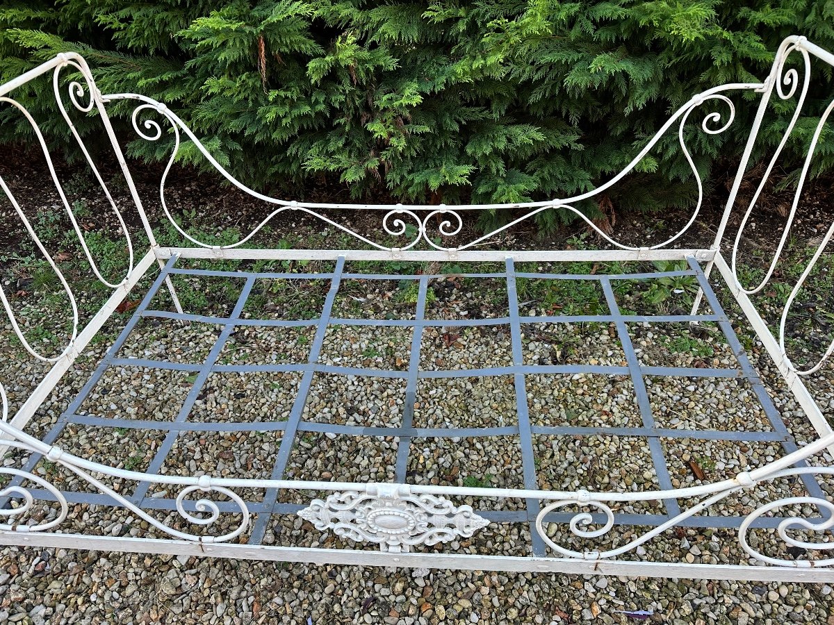 Antique 1880s Folding Wrought Iron Bed-photo-1