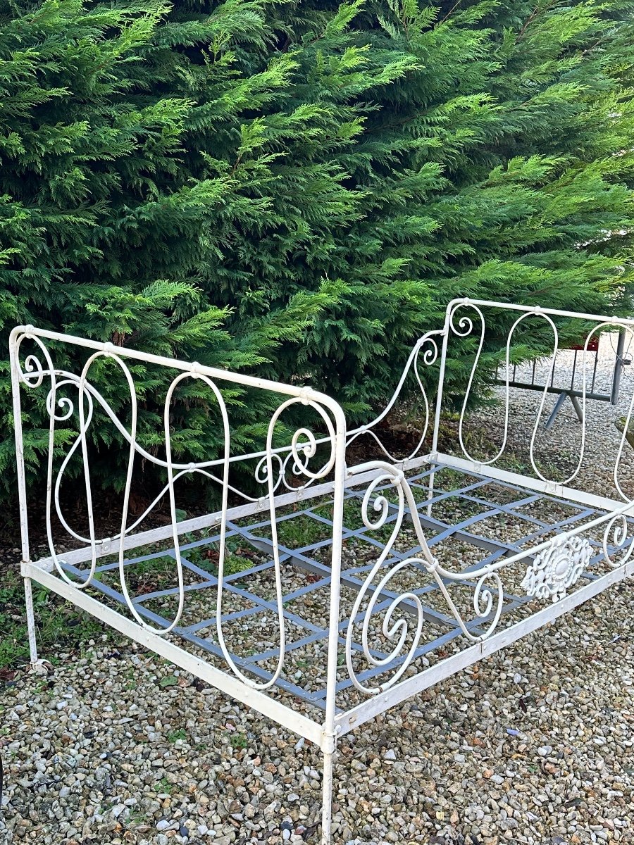 Antique 1880s Folding Wrought Iron Bed-photo-6