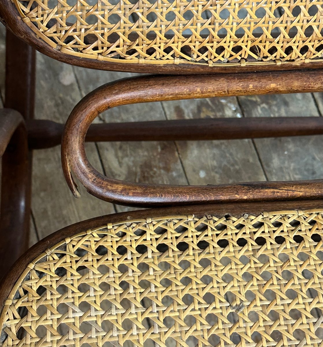 Thonet Rocking Chair In Curved Wood And Canework 1900s-photo-4