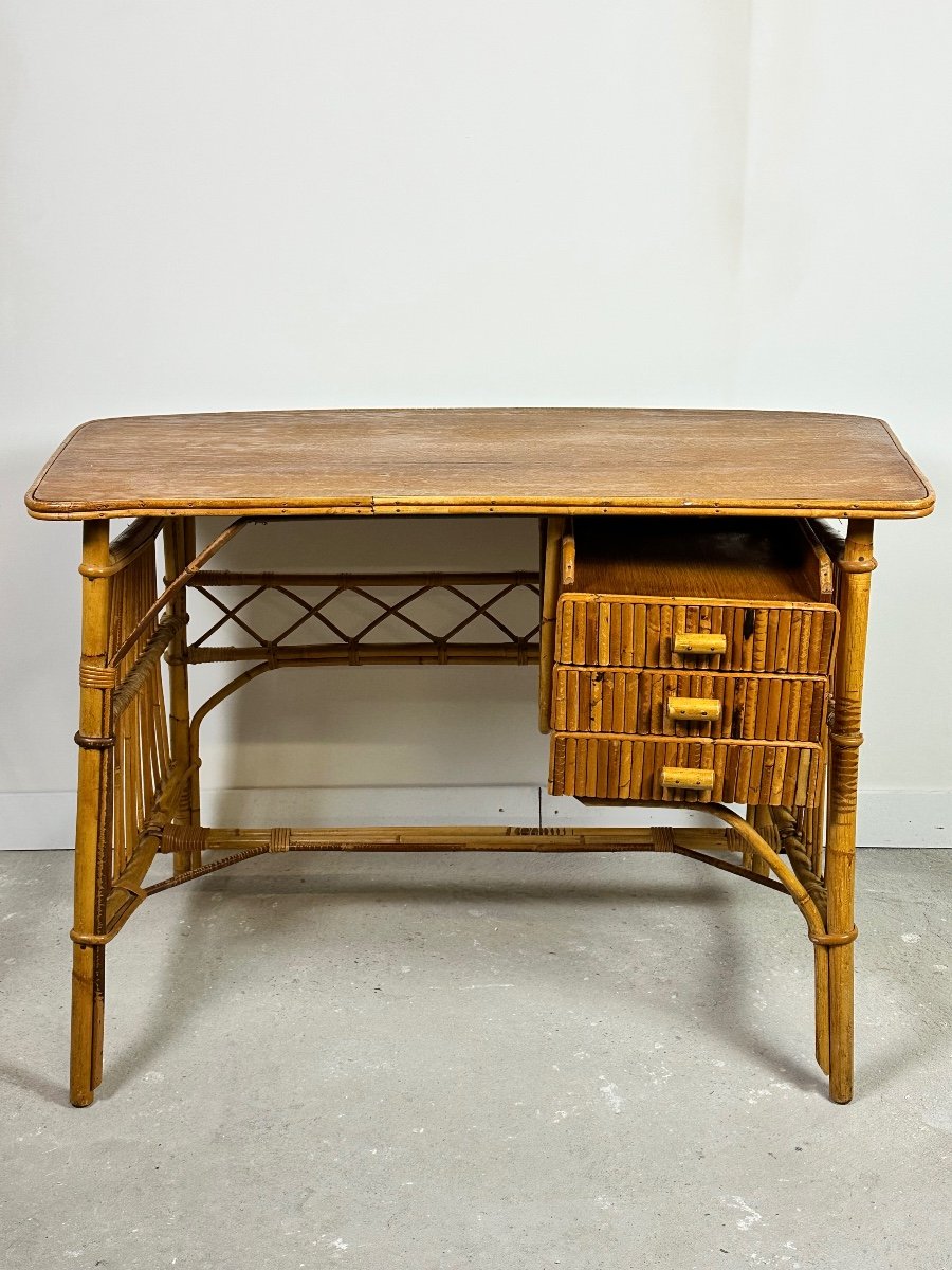 Bureau En Rotin Vintage 1960