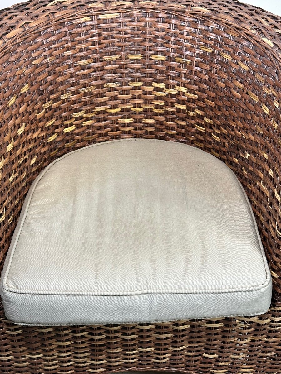 Armchairs (pair) In Woven Rattan From The 2000s-photo-3