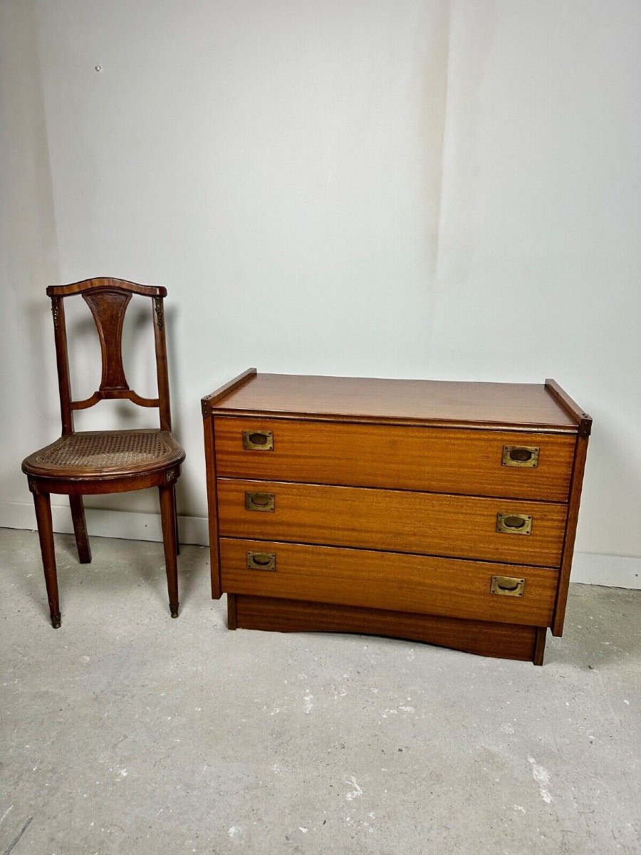 Marine Chest Of Drawers In Teak Veneer Gautier France 1960-photo-3