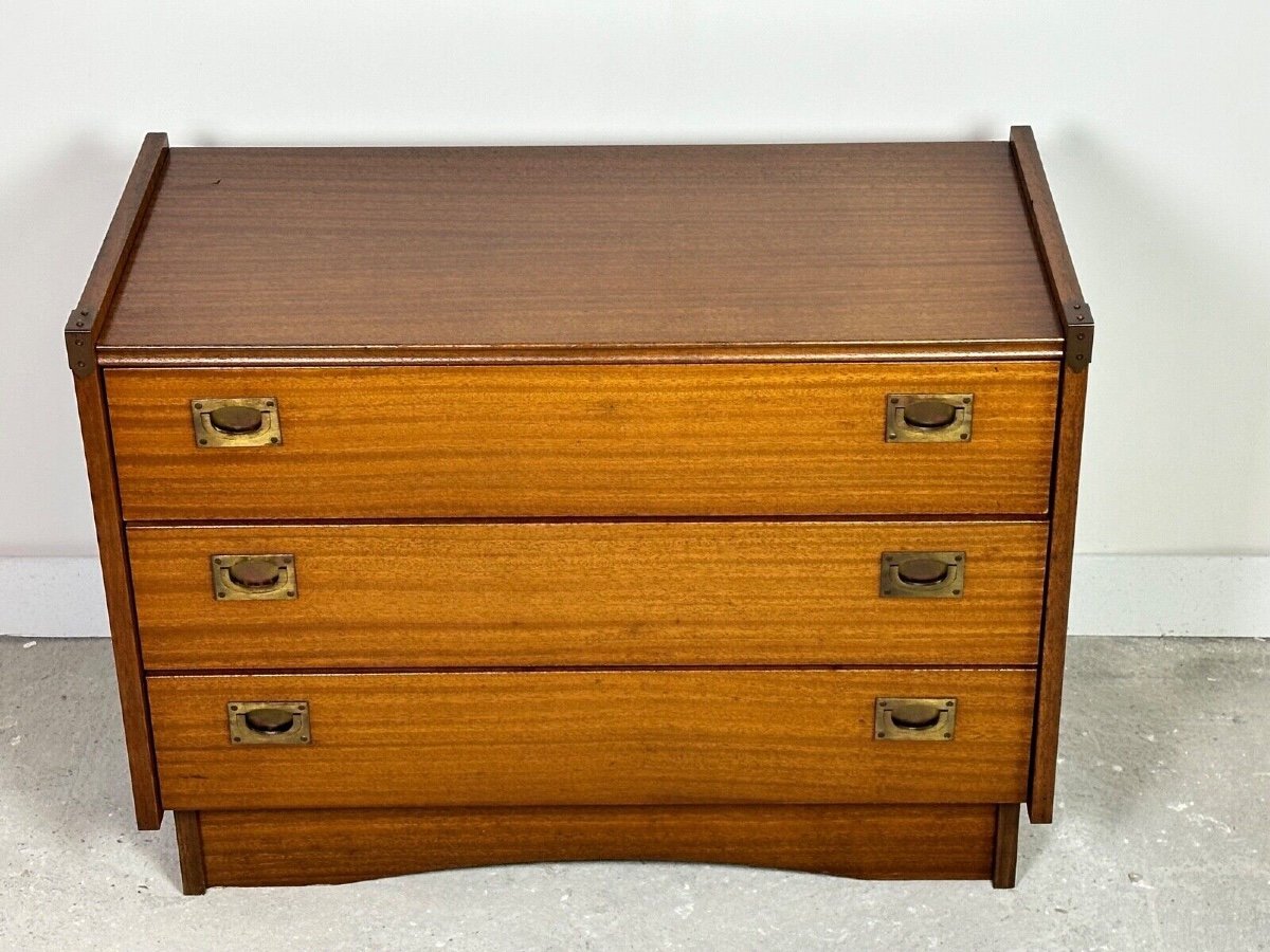 Marine Chest Of Drawers In Teak Veneer Gautier France 1960-photo-4