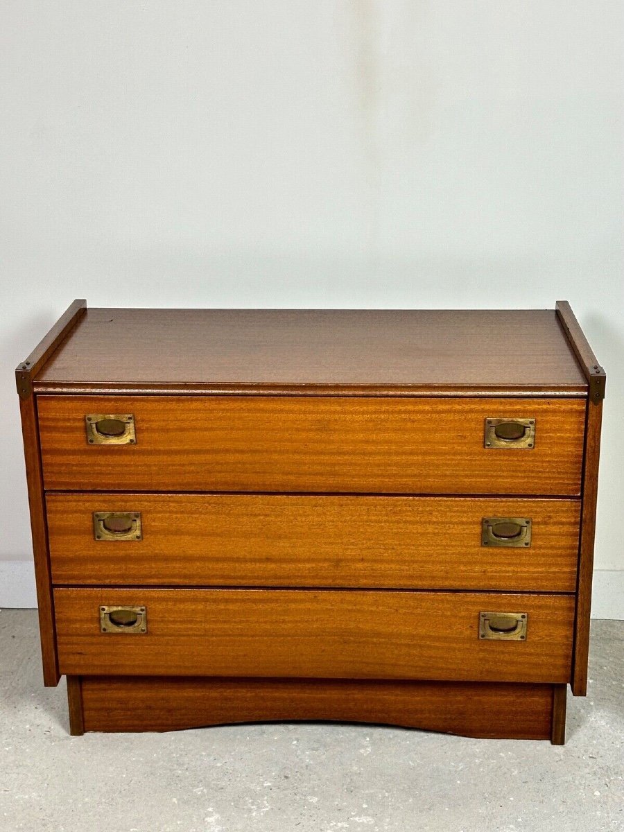 Marine Chest Of Drawers In Teak Veneer Gautier France 1960