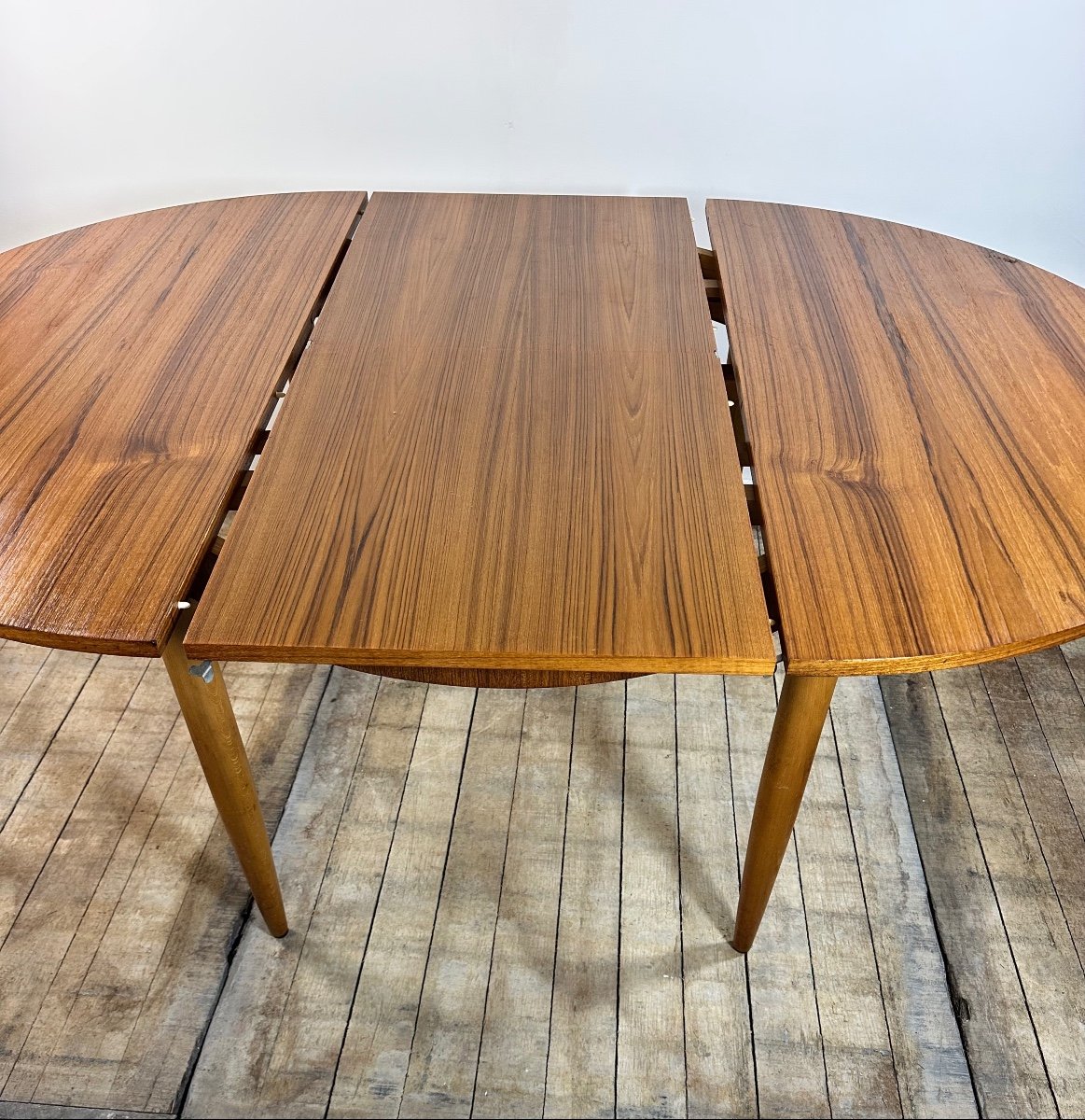 Table Ronde Scandinave En Teck A Allonge Papillon 1960's-photo-2