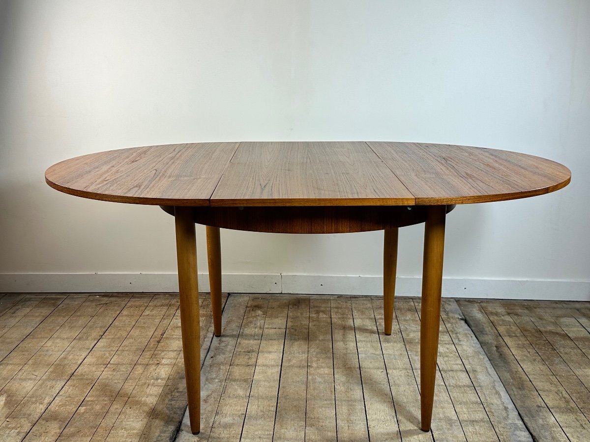 Table Ronde Scandinave En Teck A Allonge Papillon 1960's-photo-1