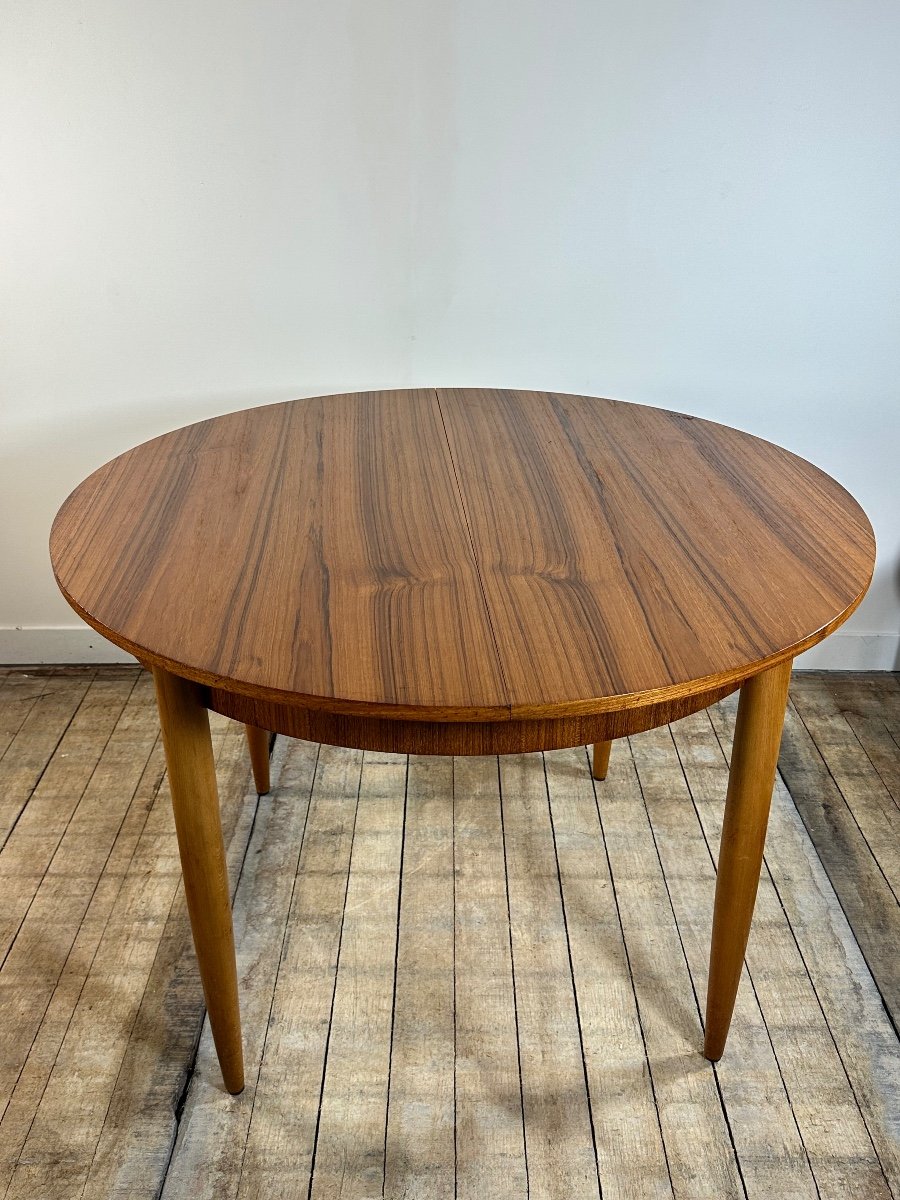 Table Ronde Scandinave En Teck A Allonge Papillon 1960's-photo-2