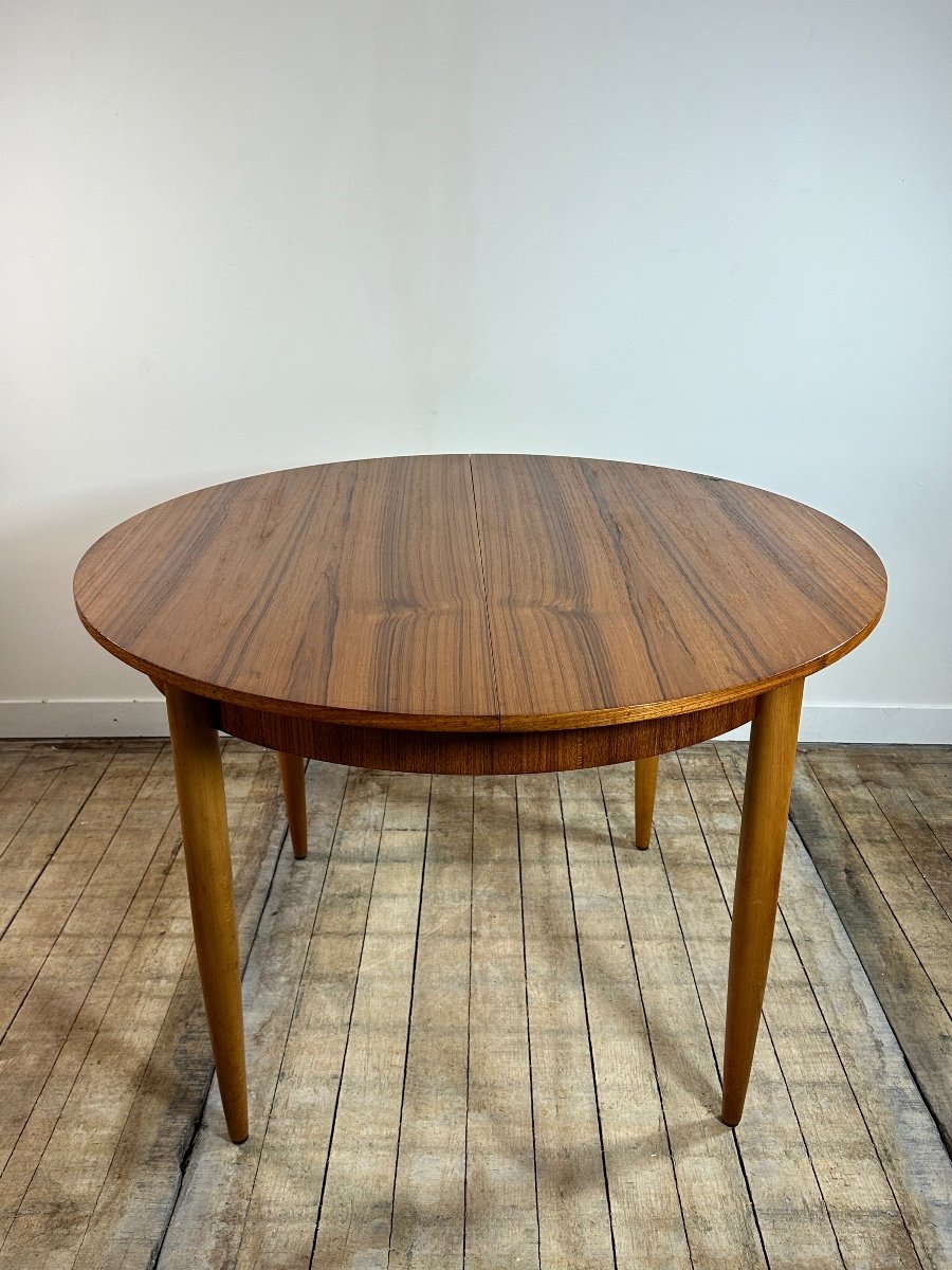 Table Ronde Scandinave En Teck A Allonge Papillon 1960's