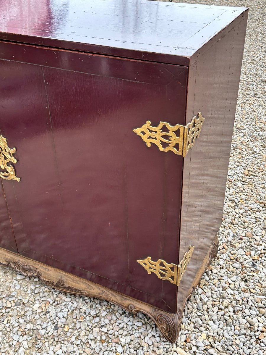 1950's Lacquered Wood And Brass Sideboard-photo-2