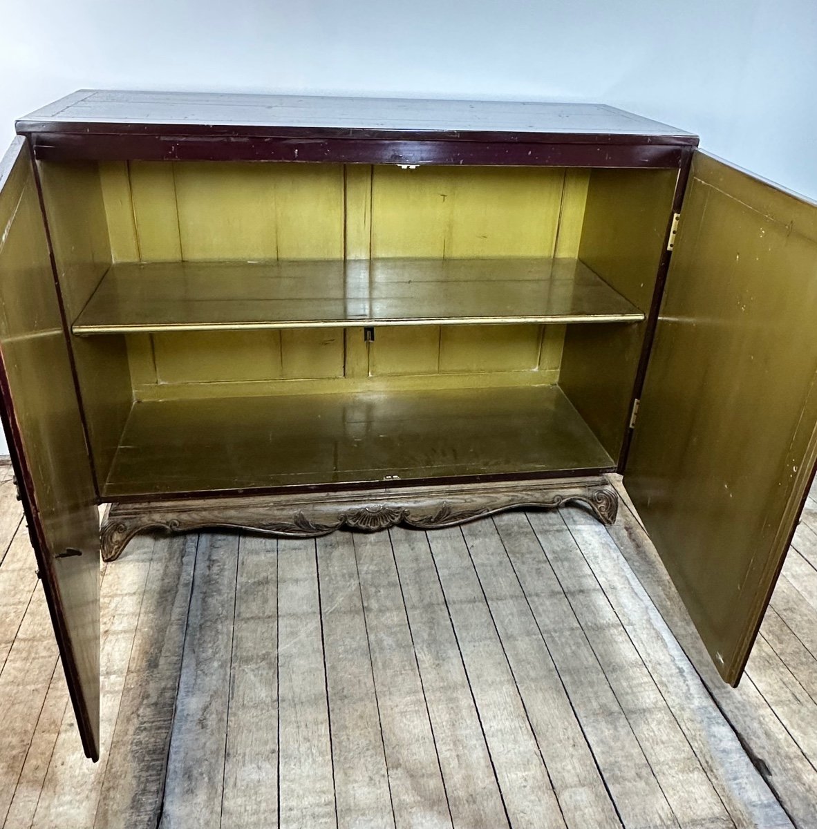 1950's Lacquered Wood And Brass Sideboard-photo-3