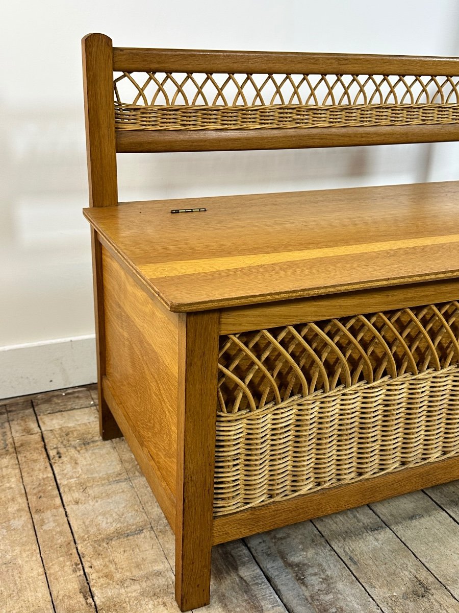 Vintage 60's Kids Toy Chest Bench-photo-3