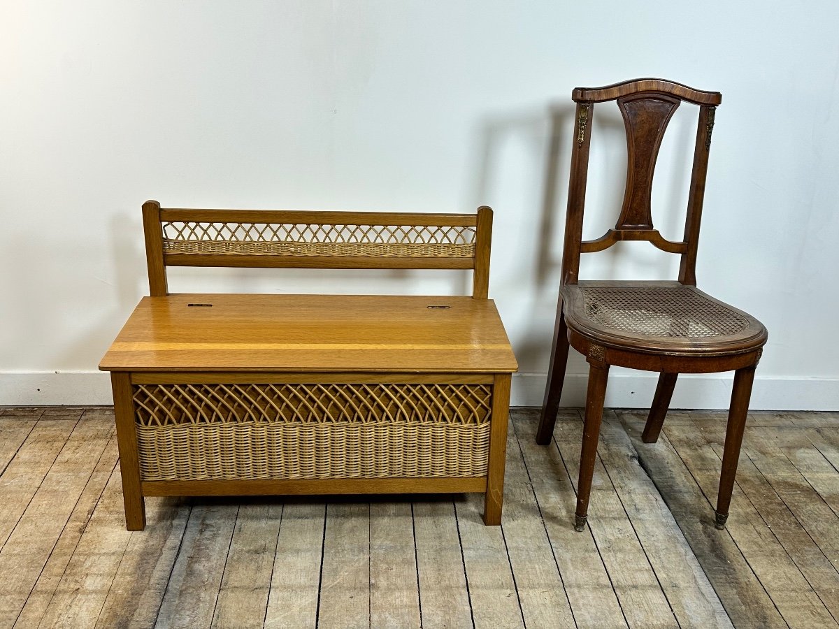 Vintage 60's Kids Toy Chest Bench-photo-1