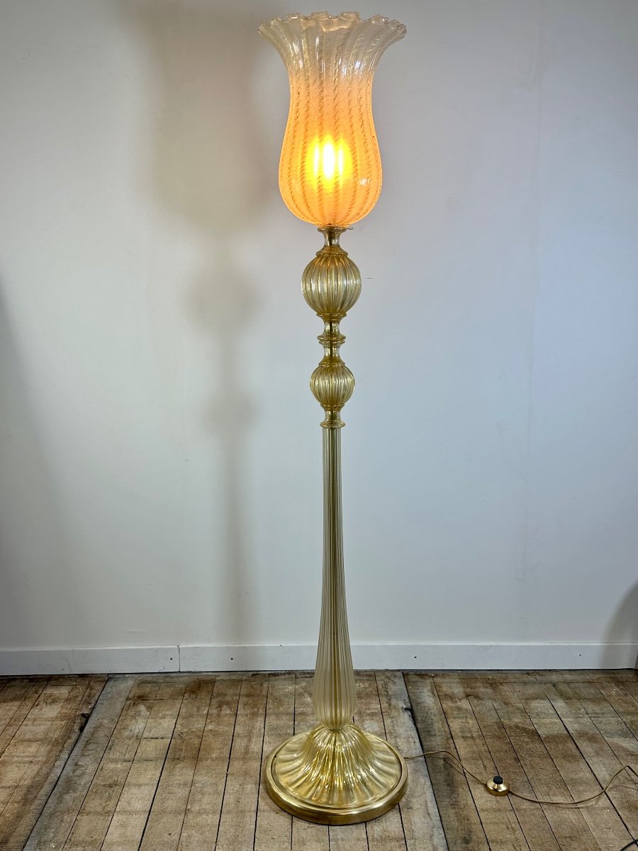 Barovier And Toso Murano Glass Floor Lamp 1940s