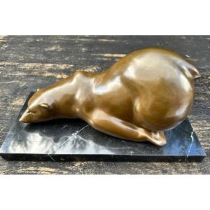 Bronze Contemporain l'Ours Signé Milo