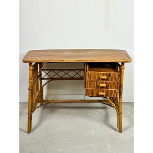 Bureau En Rotin Vintage 1960