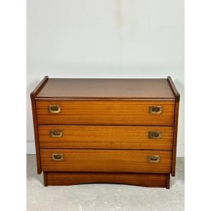 Marine Chest Of Drawers In Teak Veneer Gautier France 1960