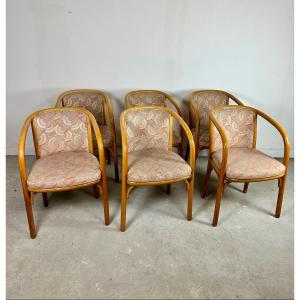 Chairs (set Of 6) Baumann Champagne Model 1980's