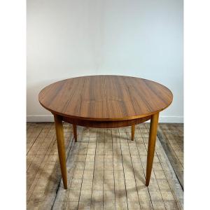 Scandinavian Round Teak Extendable Butterfly Table 1960's