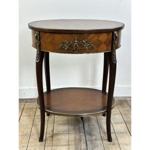 Louis XV Transition Style Pedestal Table In Cube Marquetry