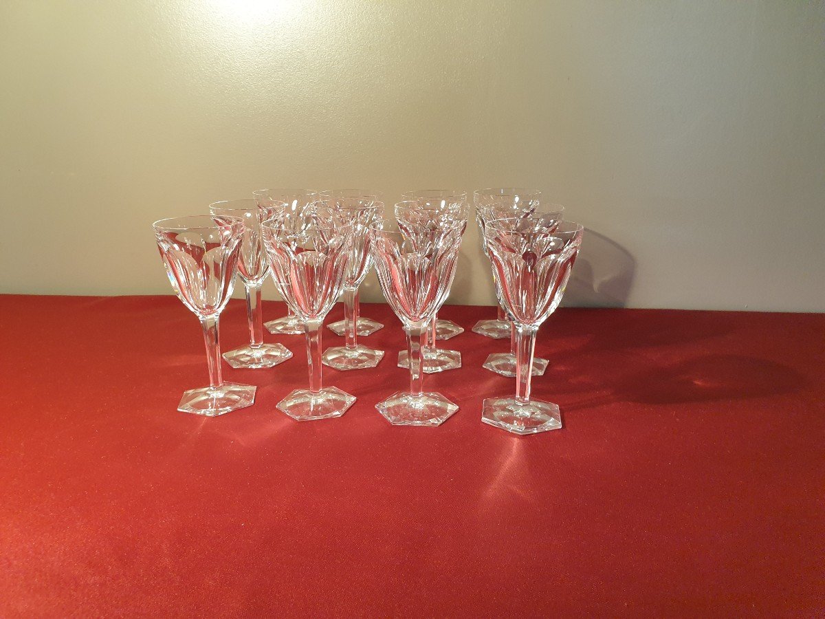 Proantic: Set di 12 coppe da champagne in cristallo antico Baccarat Mo