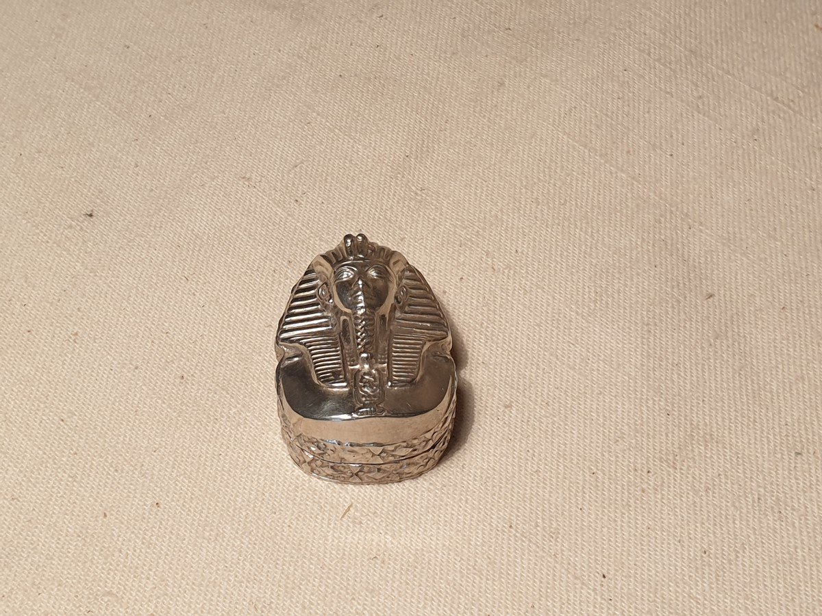 Egyptian Silver Pill Box Pharaoh Head Decor-photo-1