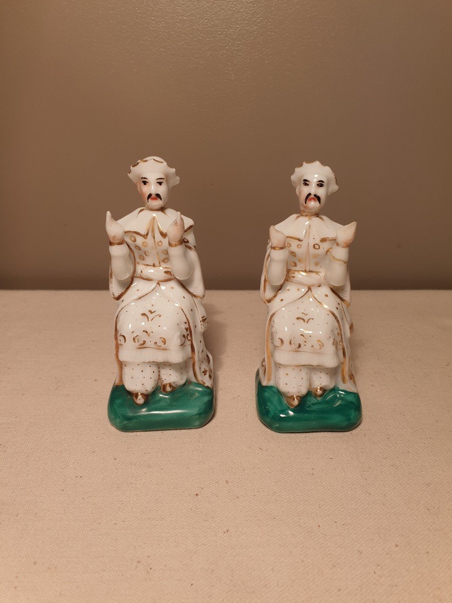 Two 19th Century Porcelain Bottles. They Are Shaped Like Chinese Dignitaries. -photo-1