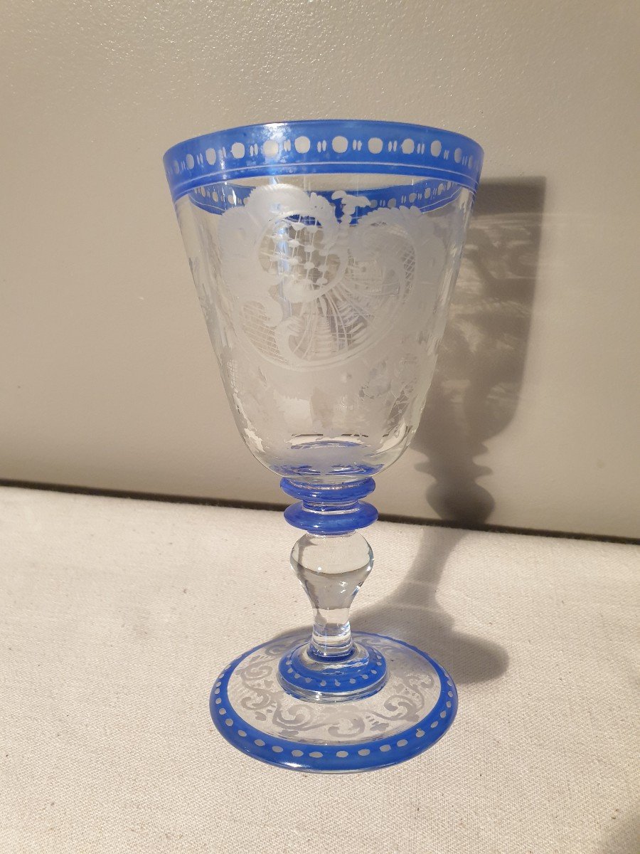 19th Century Richly Engraved Crystal Stemware Bohemian Decor -photo-2