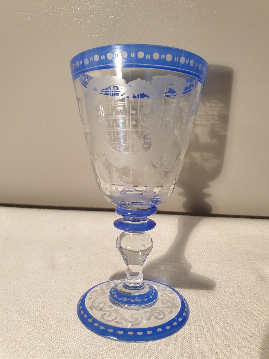 19th Century Richly Engraved Crystal Stemware Bohemian Decor -photo-4