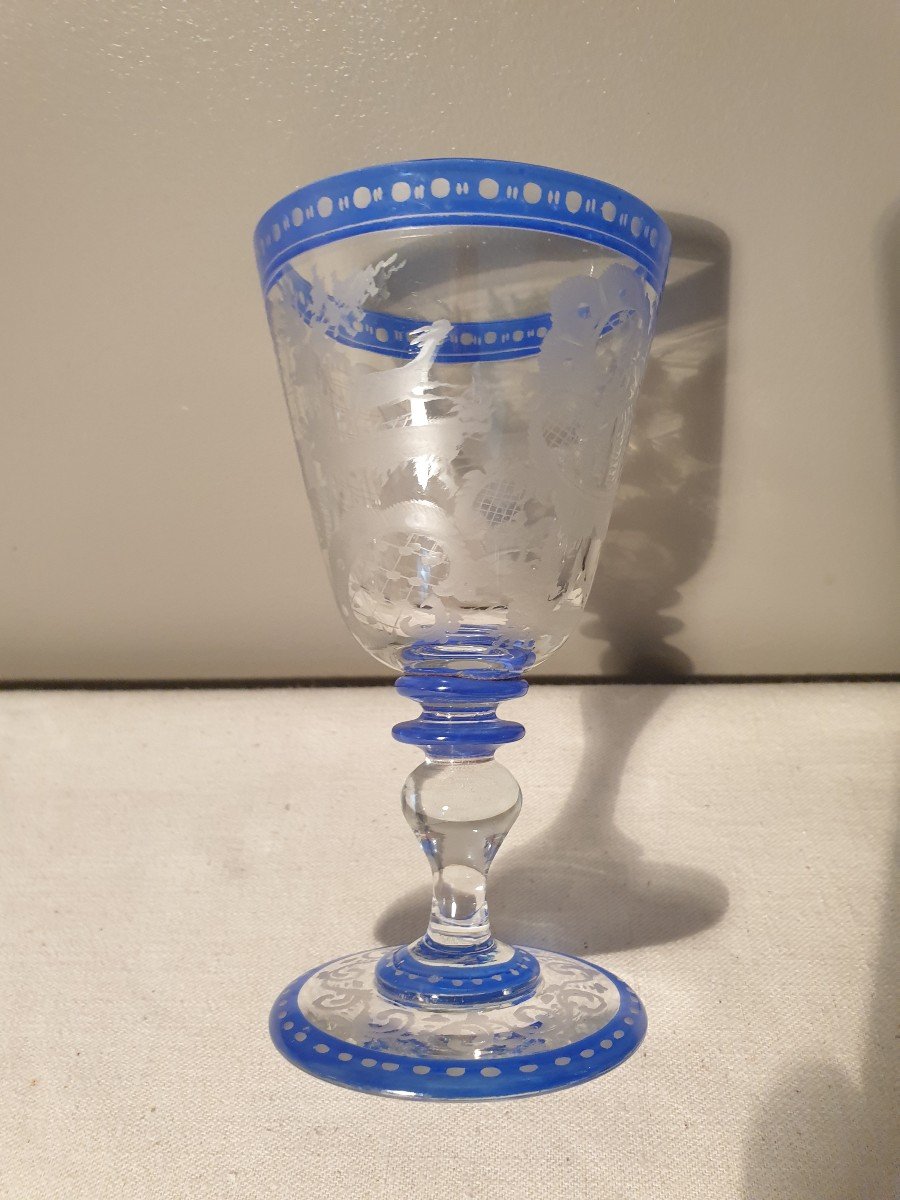 19th Century Richly Engraved Crystal Stemware Bohemian Decor -photo-1