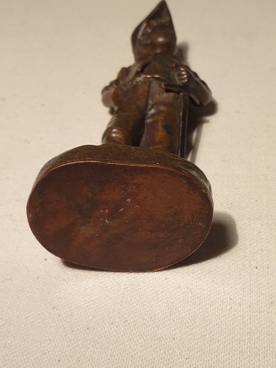 Bronze Statuette Little Boy With A Sword Patina Medal-photo-7