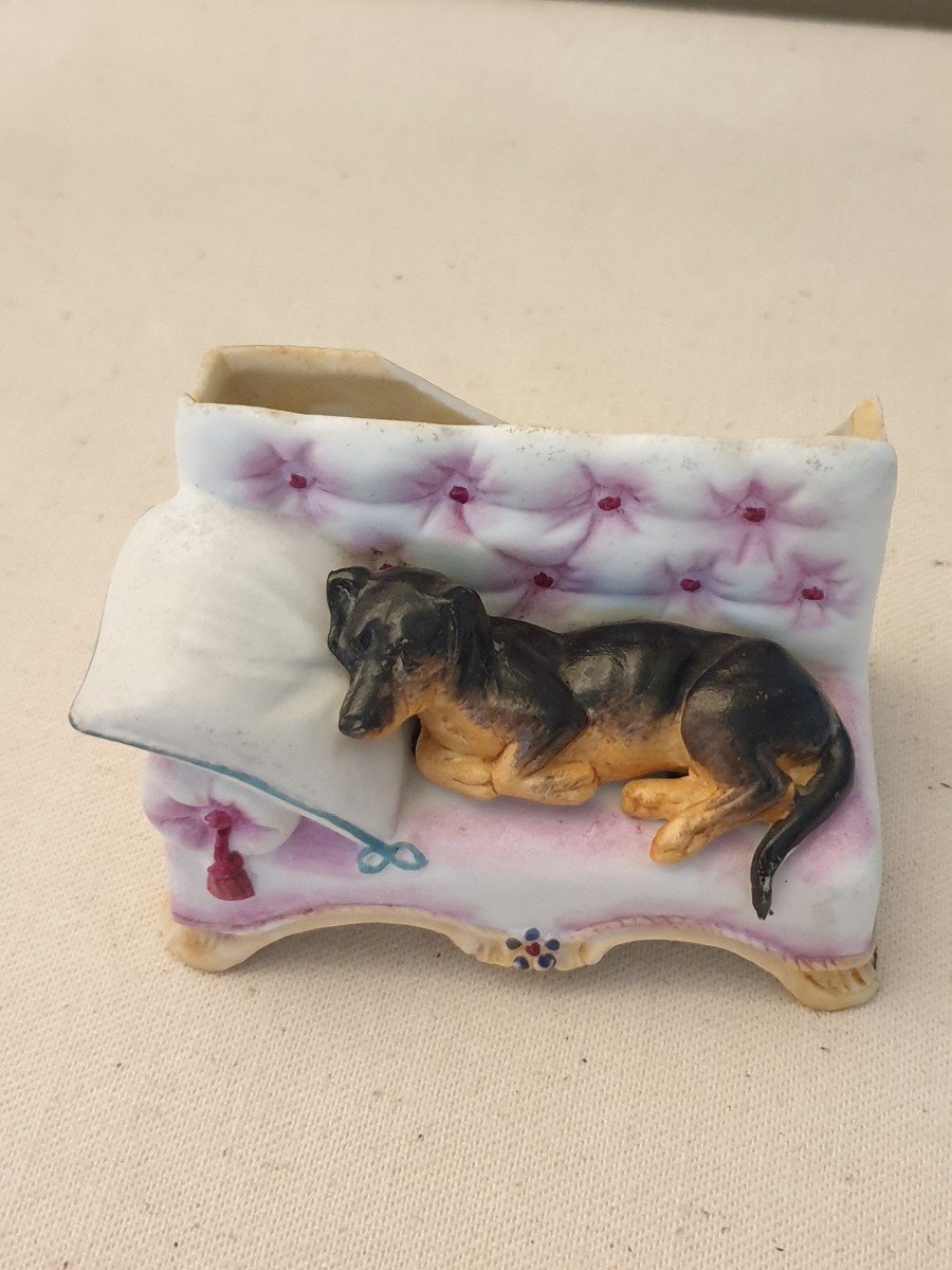 Little Biscuit Dog On A Bench. Porcelain-photo-4