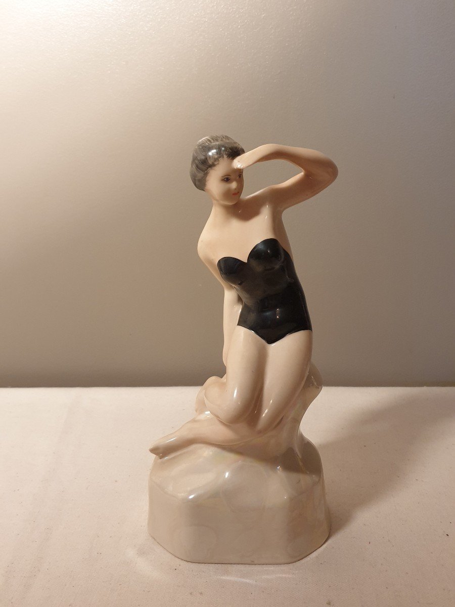 Baigneuse En Porcelaine Pologne. Chodziez Poland. Années 60-photo-2