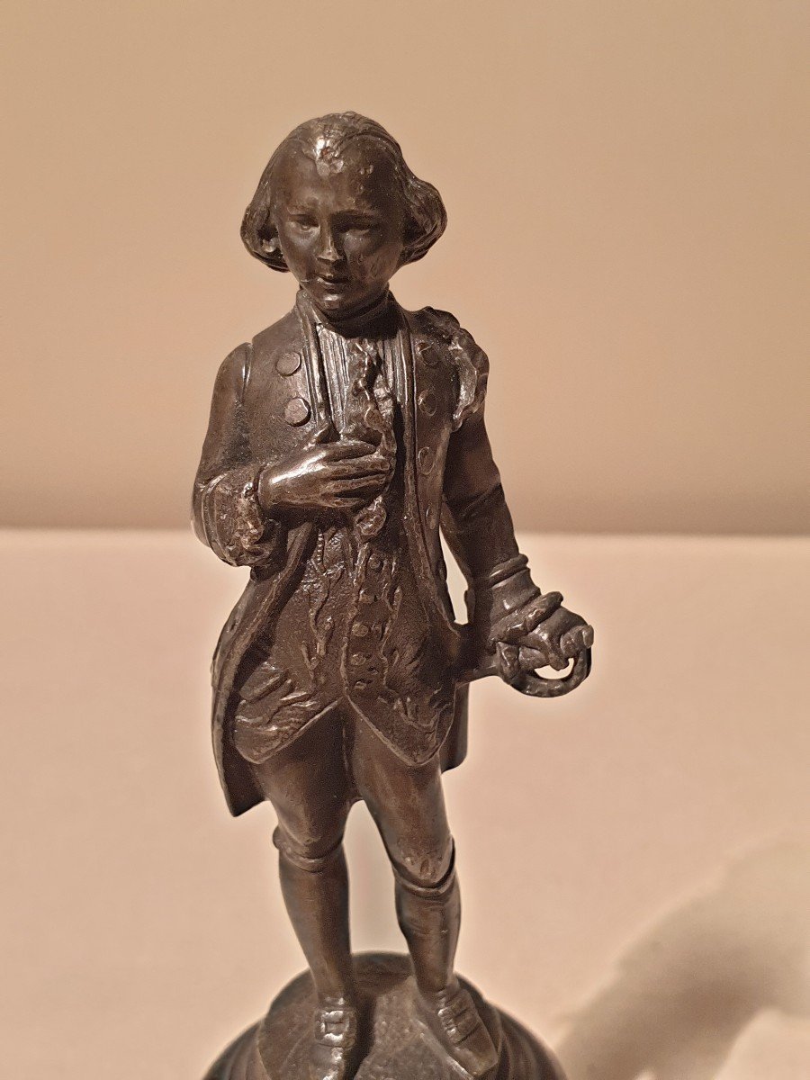 Petite Statuette En Régule De George Washington Sur Socle En Bois-photo-2