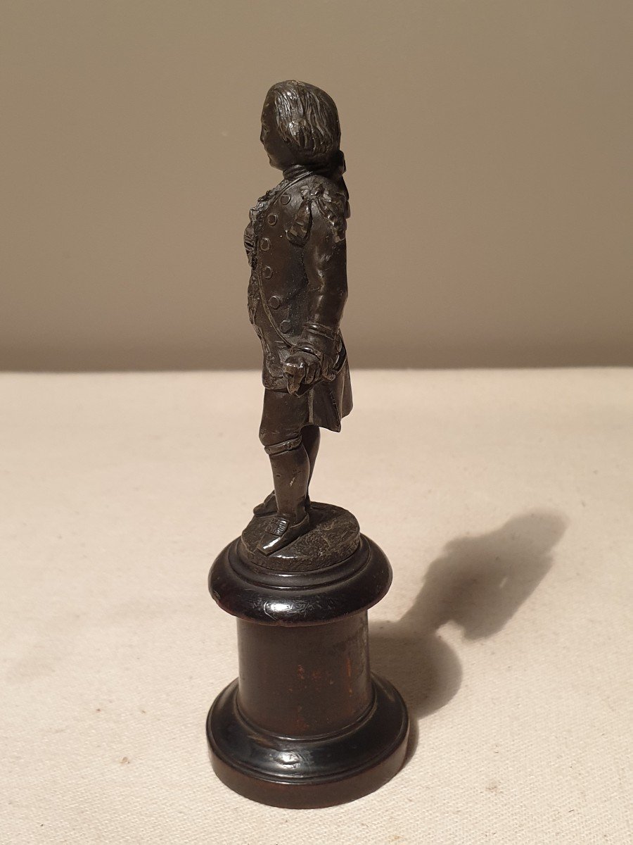 Petite Statuette En Régule De George Washington Sur Socle En Bois-photo-3