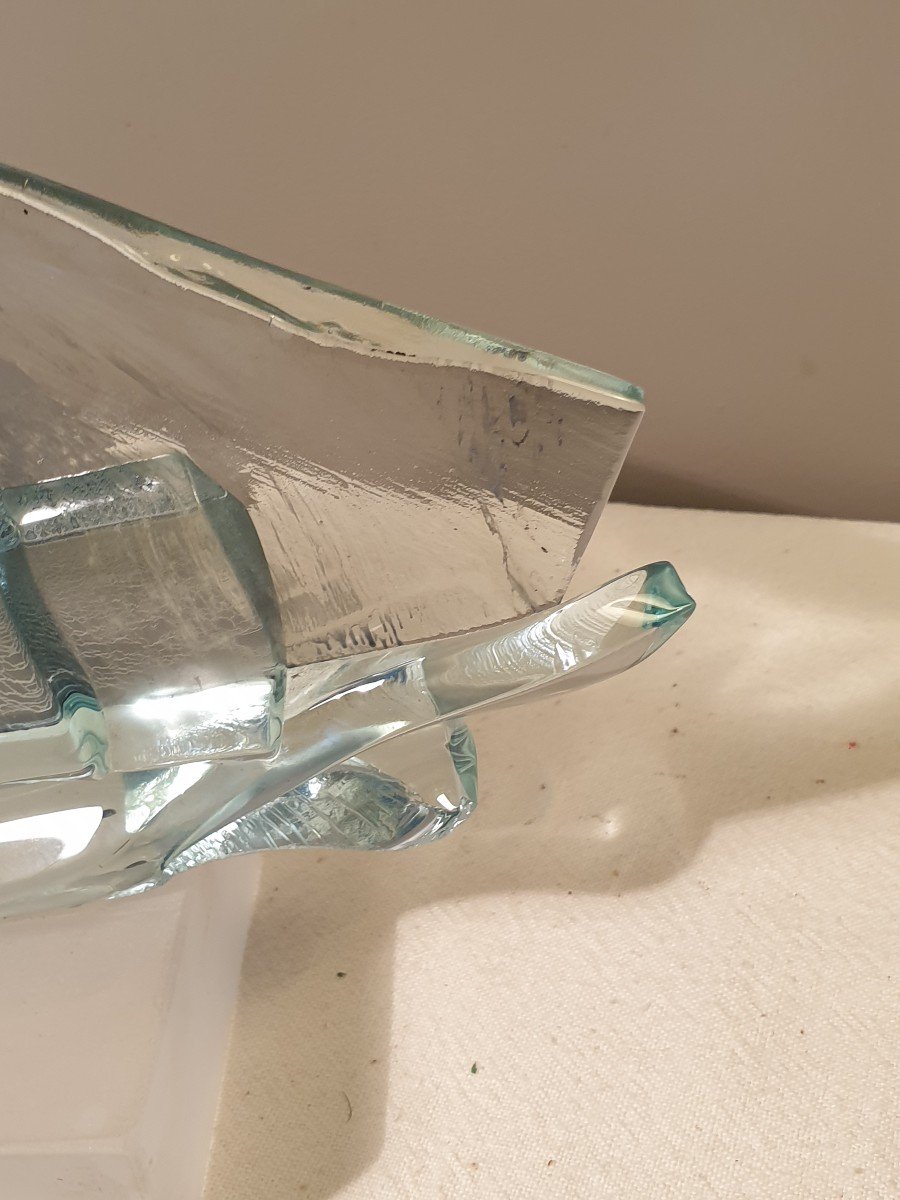 Claire De Rougemont Glass Sculpture Signed. Fish Shape. Length 27 Cm-photo-2