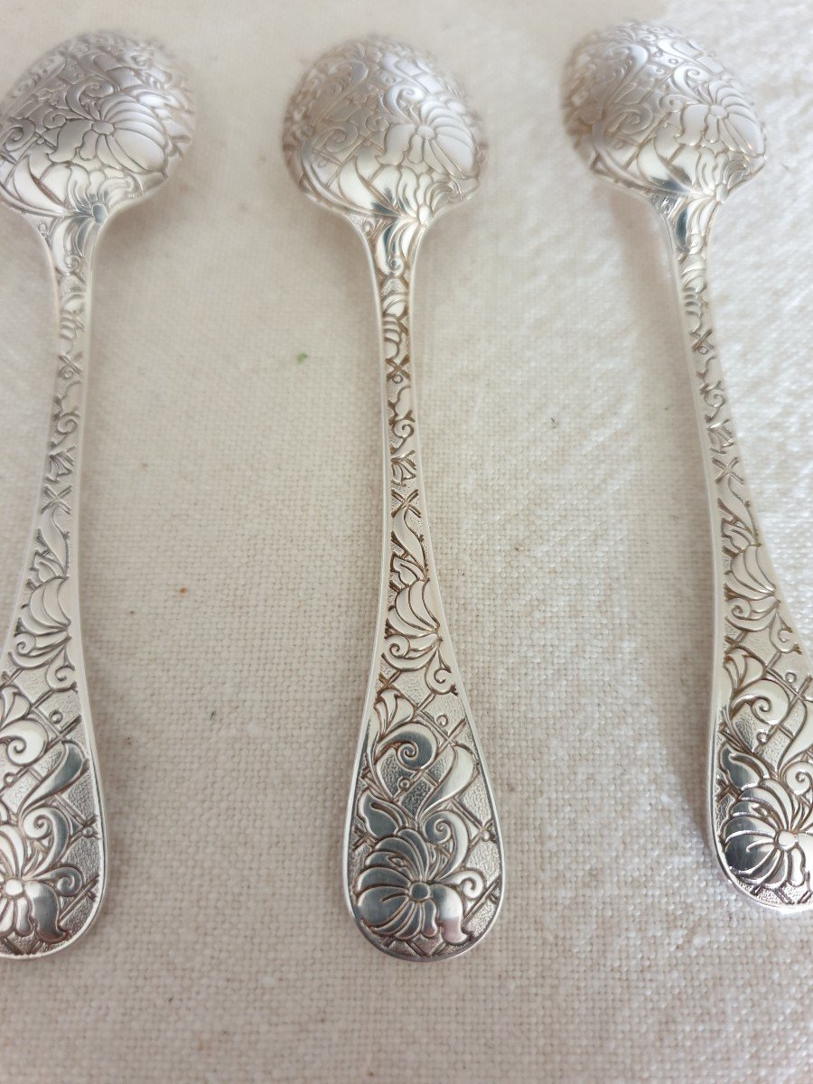 Christofle Five Espresso Spoons Garden Of Eden Model-photo-3