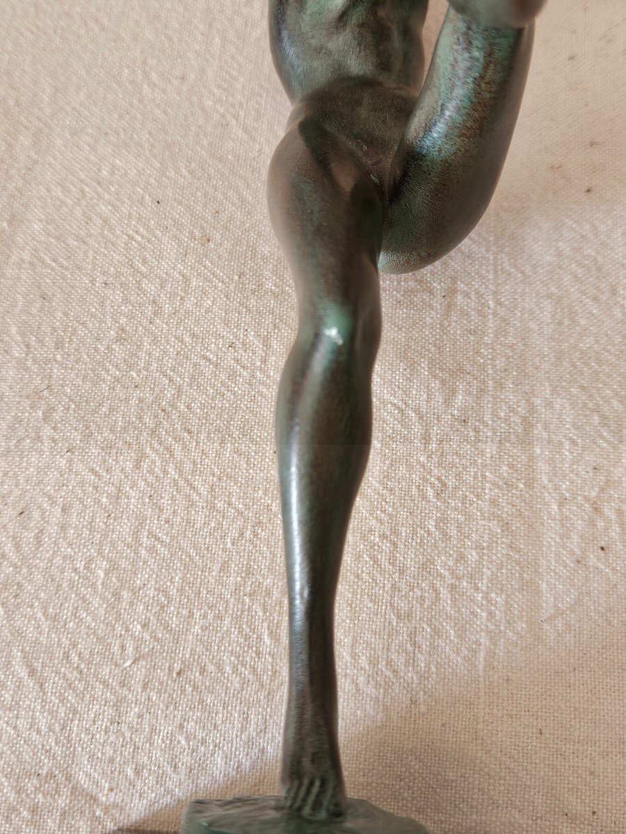 Sculpture Max Le Verrier Et Briand "dancer With A Ball". Signature Of The Two Artists-photo-1