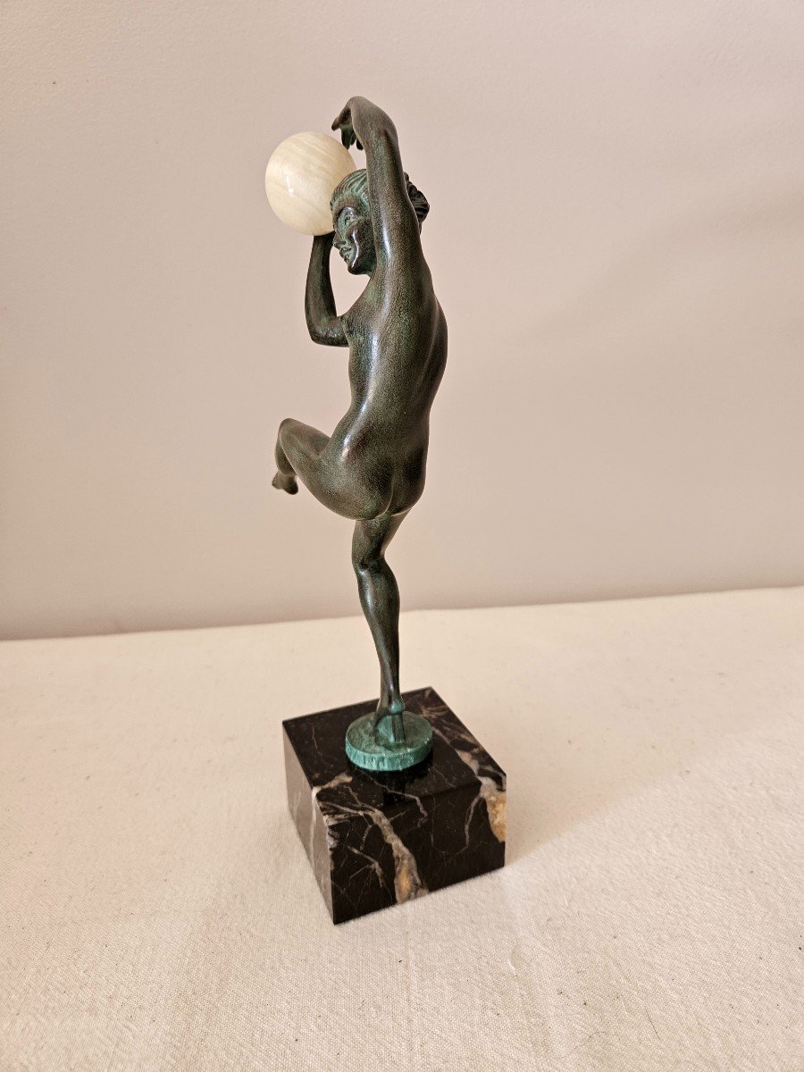 Sculpture Max Le Verrier Et Briand "dancer With A Ball". Signature Of The Two Artists-photo-7