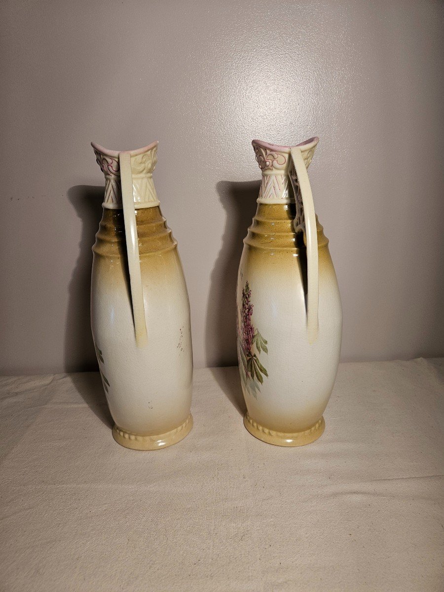 Pair Of Austrian Art Deco Ceramic Vases. Amphora Style-photo-2