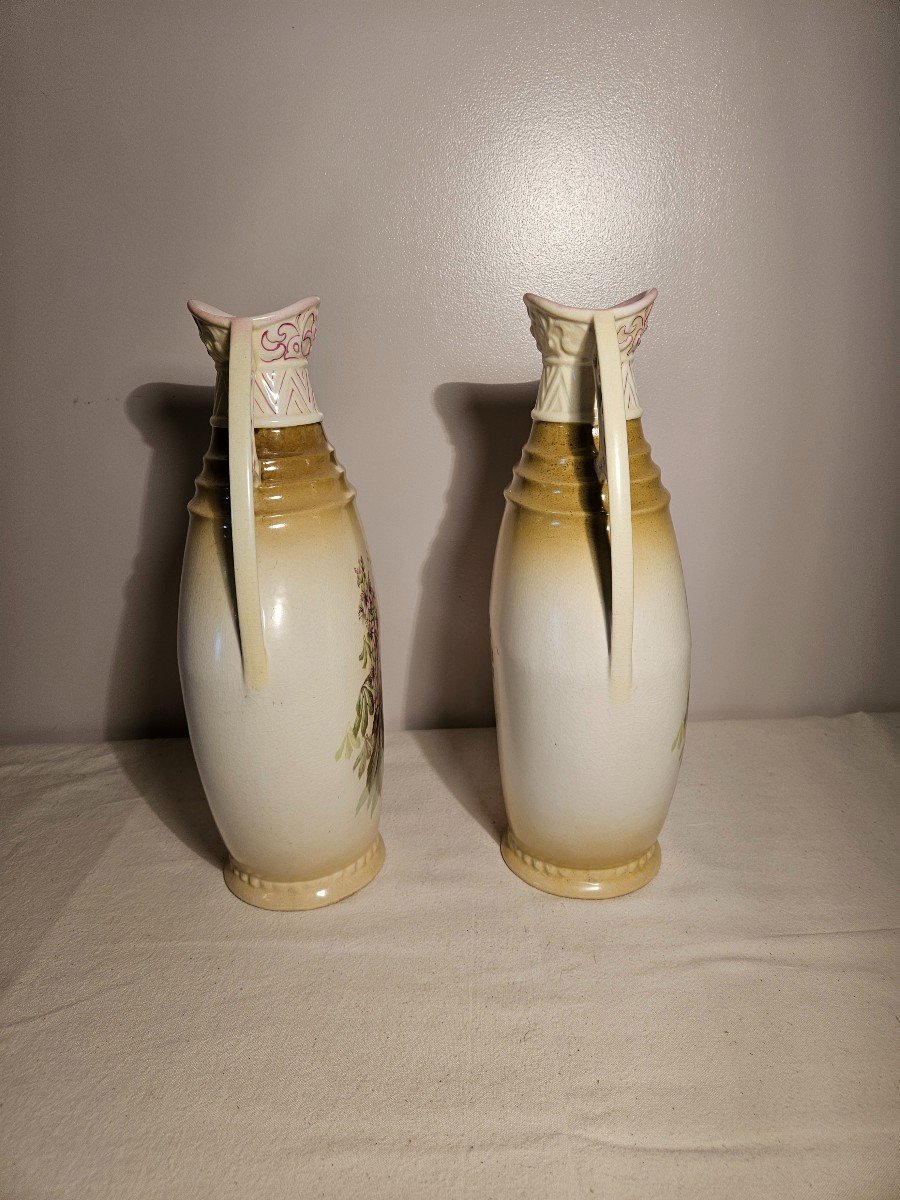 Pair Of Austrian Art Deco Ceramic Vases. Amphora Style-photo-4