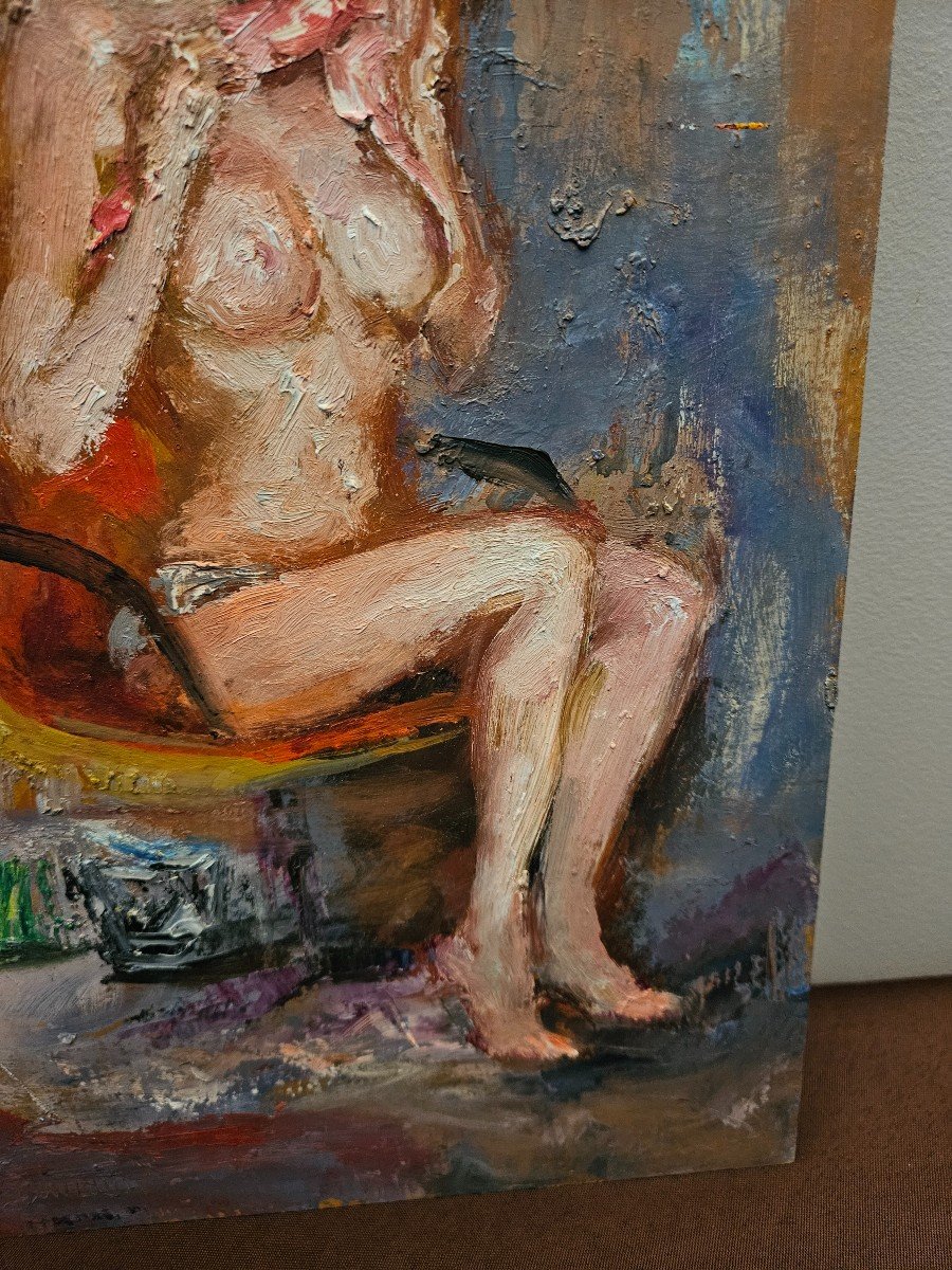  Manuel Leonardo Oil On Panel Nude Woman-photo-5