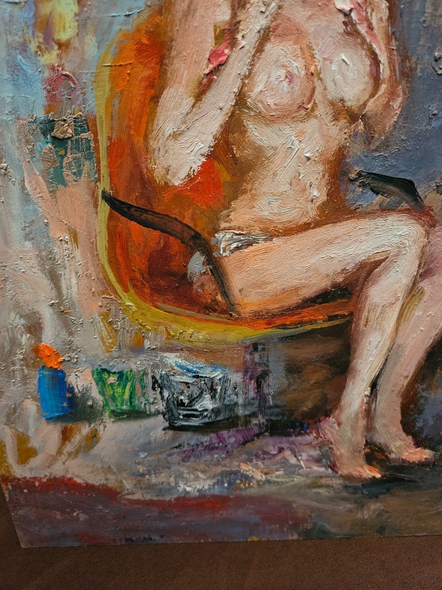  Manuel Léonardi  Huile Sur Panneau  Femme Nue-photo-6