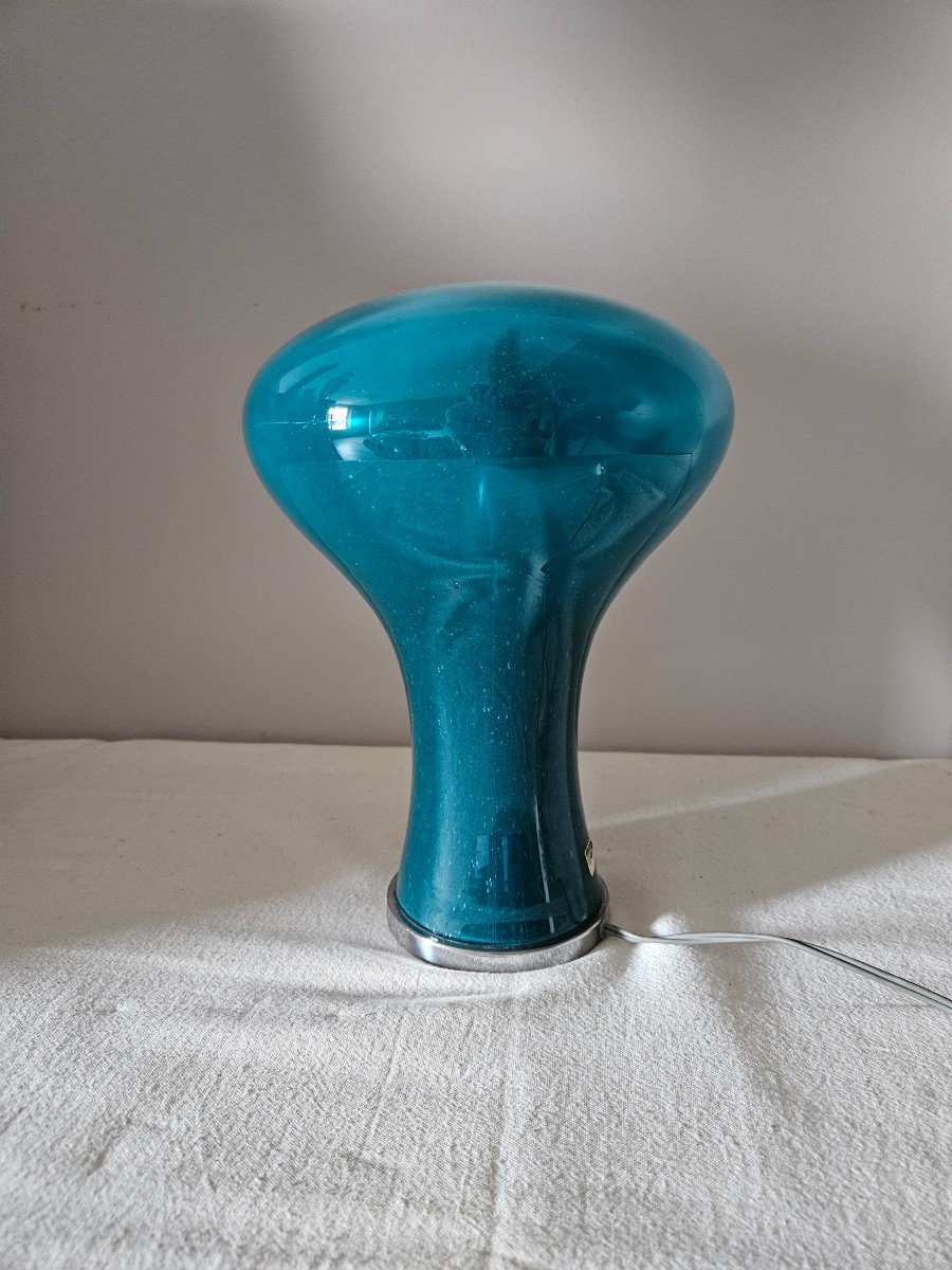 Daum Lampe Design Bleu En Forme Champignon. Modèle Rare. Elle Est De Ton Bleu-vert