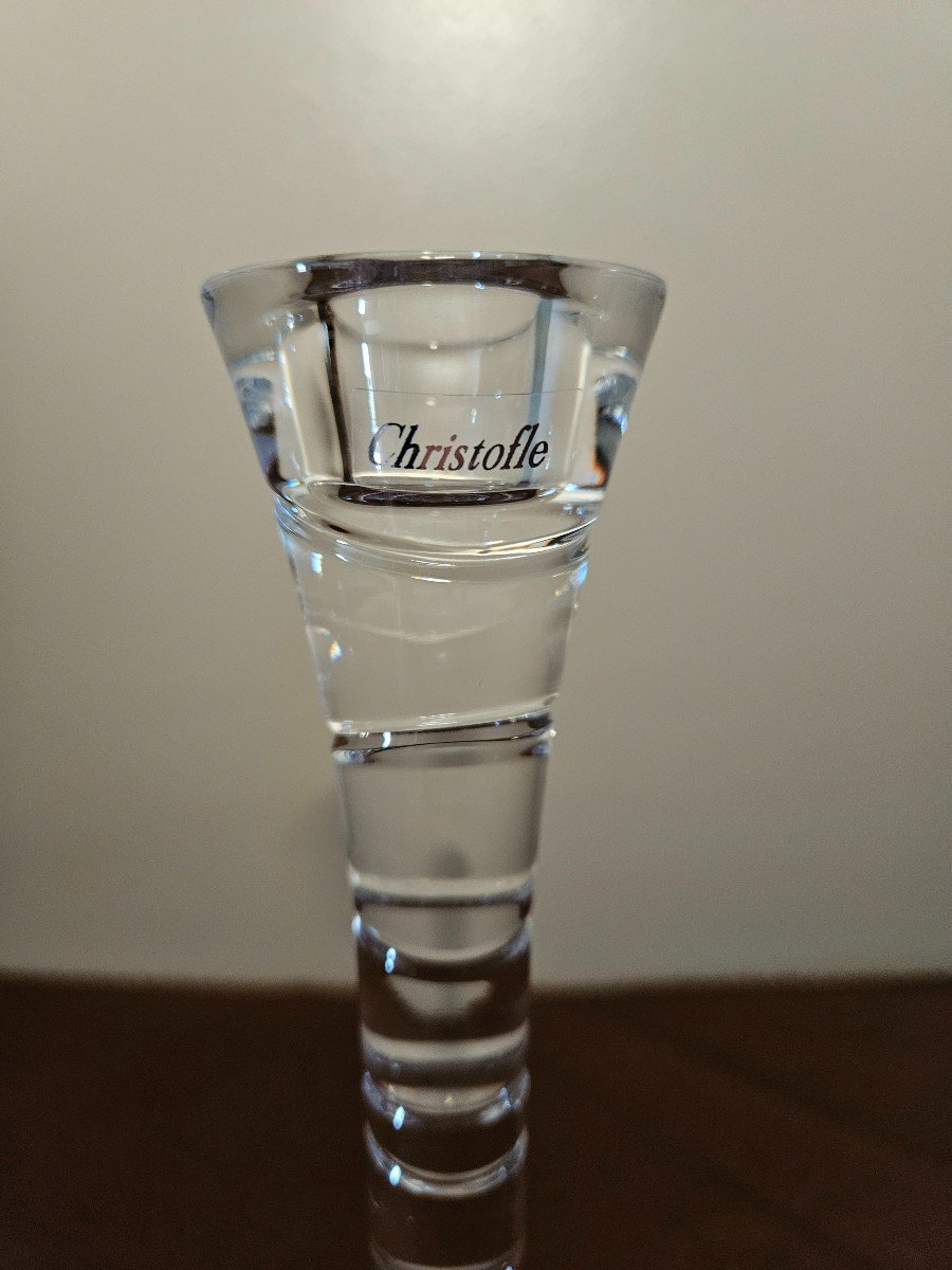 Christofle Crystal Candle Holder, Modern Size Height 21 Cm-photo-3