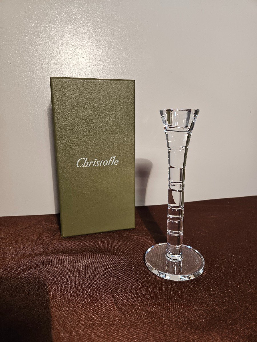 Christofle Crystal Candle Holder, Modern Size Height 21 Cm-photo-4