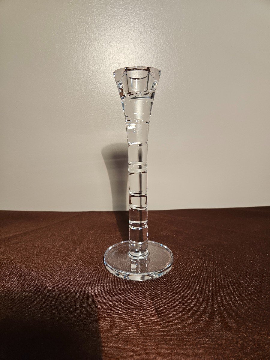 Christofle Crystal Candle Holder, Modern Size Height 21 Cm-photo-2