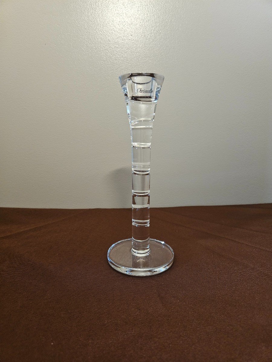 Christofle Crystal Candle Holder, Modern Size Height 21 Cm