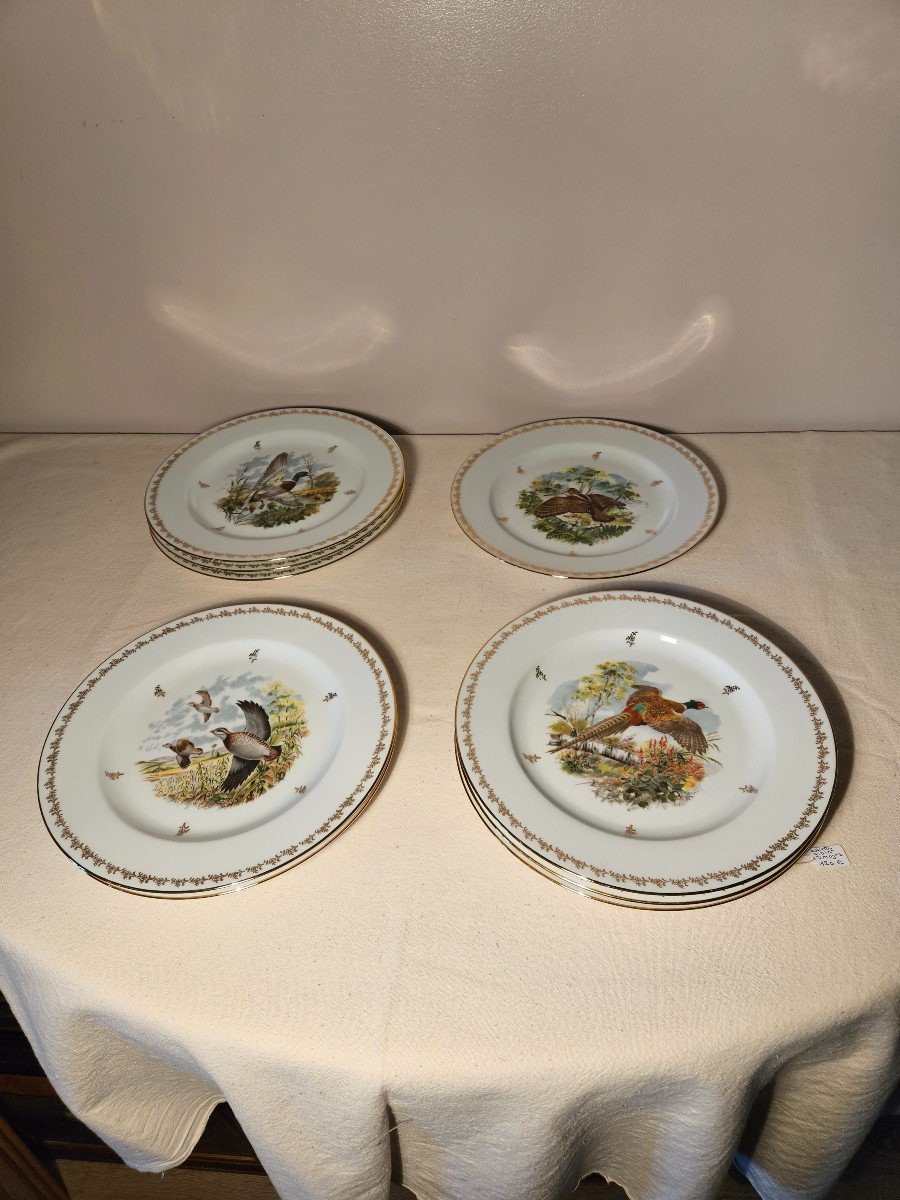 Nine Plates. Game In Flight Decor. B&co Bernardaud Limoges-photo-2